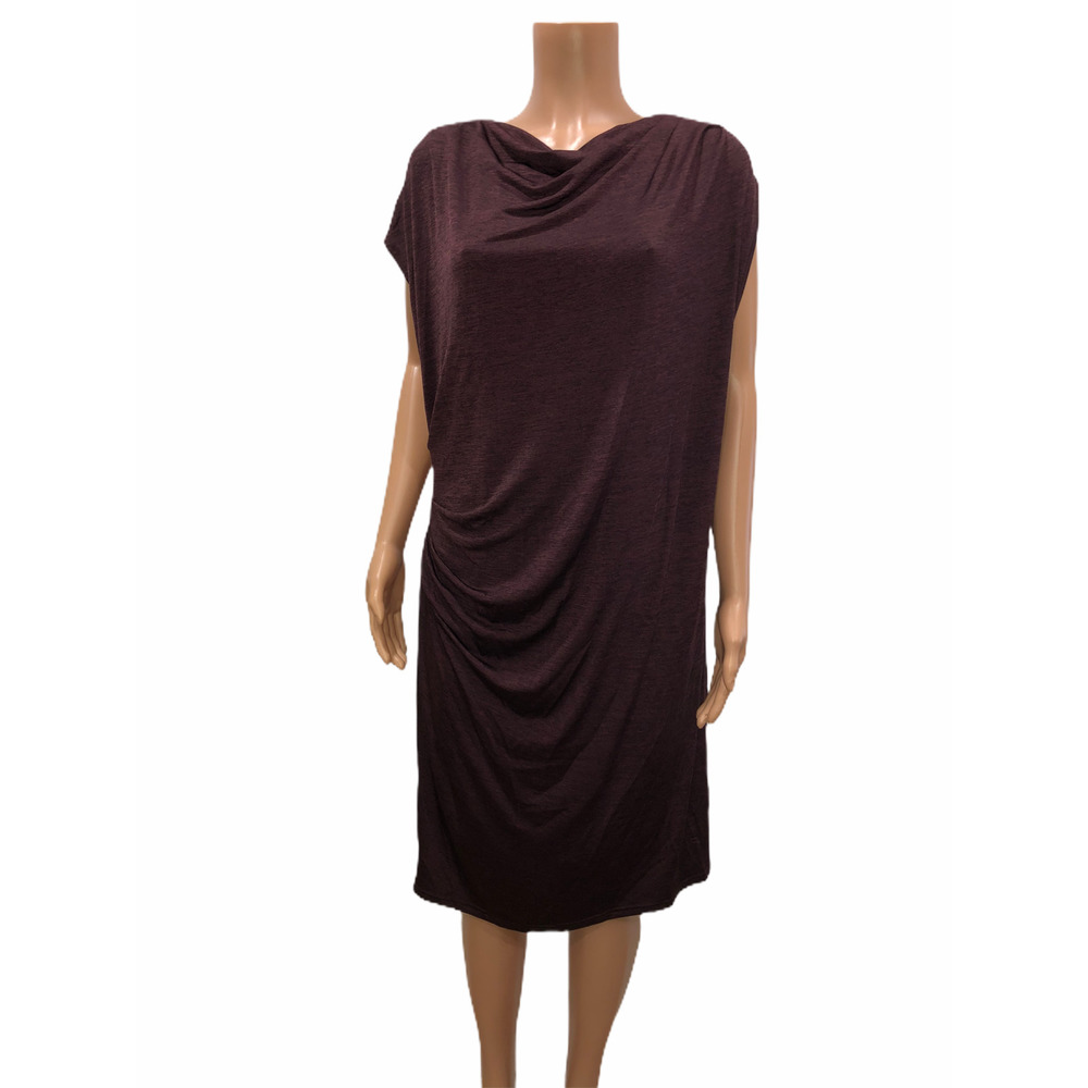 Styled by Joe Zee Knit Dress with Side Ruching Detail Garnet X-Large Size